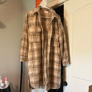 Plaid Tan Utility Jacket for Women